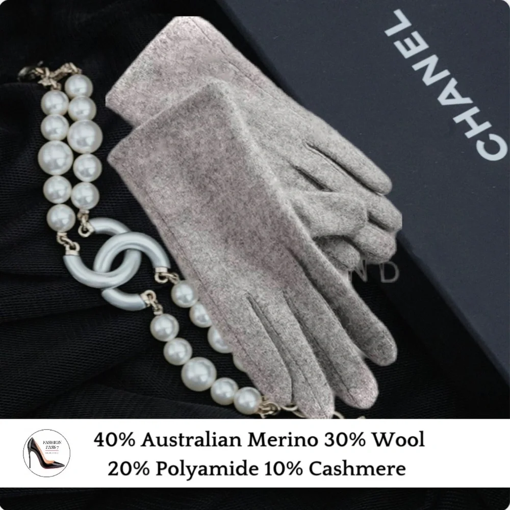 Luxury Cashmere Merino Wool Gloves Classic Gray Winter Mittens Fleece inside